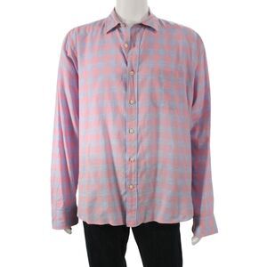 Faherty Brand Mens Pink Check Long Sleeve Cotton Button-Up Shirt Size XL